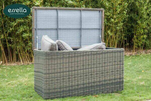 Polyrattan Kissenbox XL Rundgeflechtoptik