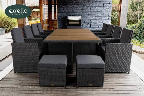 Polyrattan Sitzgruppe Vienna 8-Personen Polywood Flachgeflecht