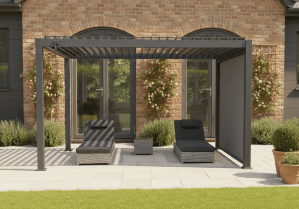 Aluminium Profil Terrassendach Shady Lamellendach mit Rollo