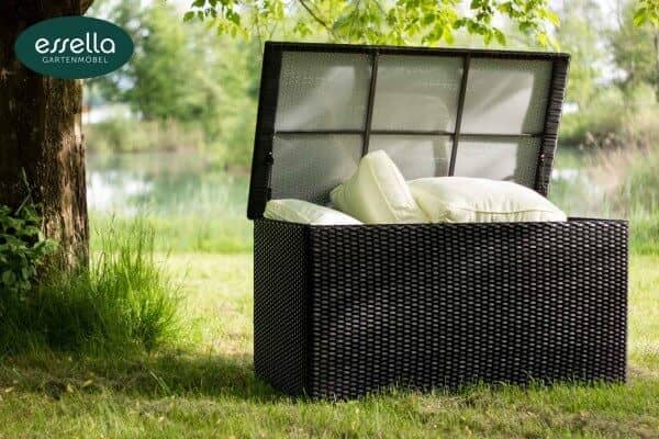 Essella Polyrattan Kissenbox XL : schwarz : flachgeflecht : gartenmode.de