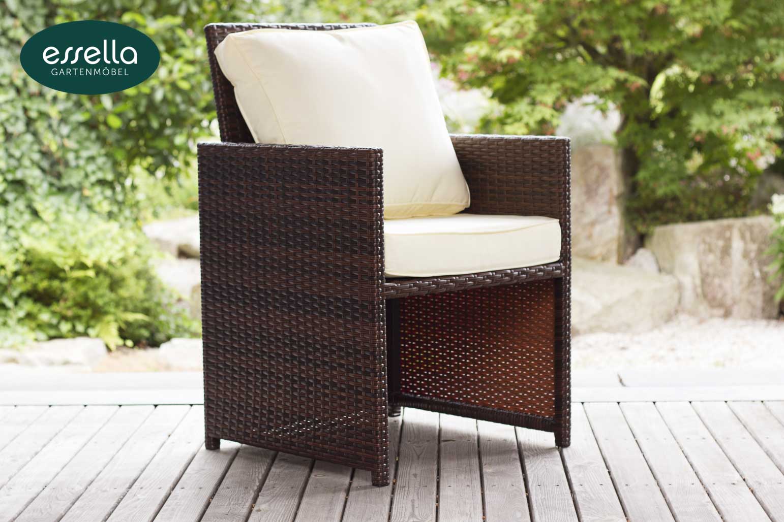 Essella Polyrattan Sitzgruppe Vienna 4-Personen Polywood Flachgeflecht