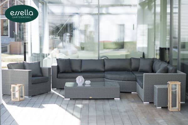 Essella Polyrattan Lounge "Palm Beach" : grau : rundgeflecht - optik : gartenmode.de