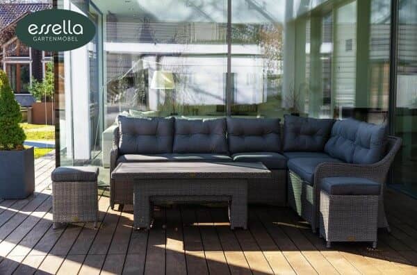 Polyrattan Sitzgruppe Atlanta 7-Personen Rundgeflecht