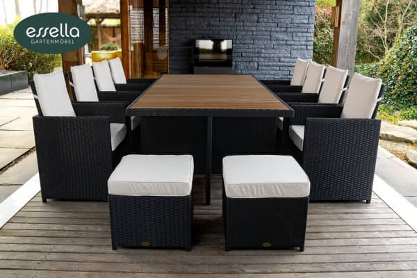 Polyrattan Sitzgruppe Vienna 8-Personen Polywood Flachgeflecht