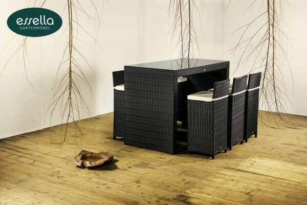 Essella Polyrattan Bar-Set "Bari" : schwarz : flachgeflecht : gartenmode.de
