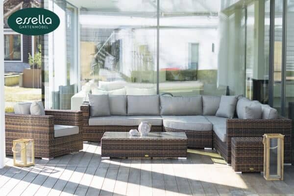 Essella Polyrattan Lounge "Palm Beach" : bicolor-dunkelbraun : rundgeflecht - optik : gartenmode.de