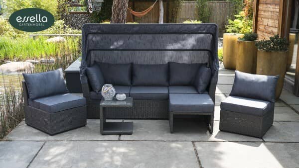Polyrattan Sonneninsel Malibu Flachgeflecht Grau bei Gartenmode