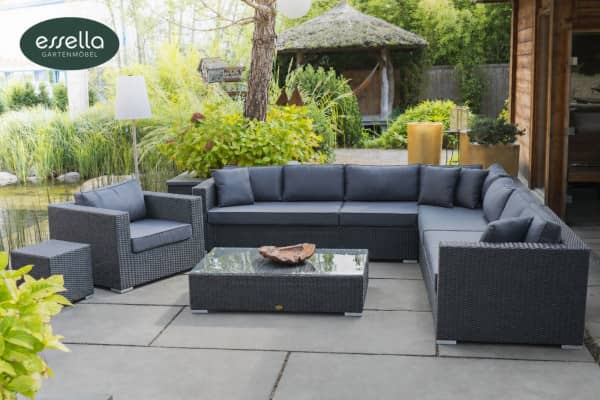 Essella Polyrattan Lounge "Palm Beach" : grau : rundgeflecht - optik : gartenmode.de
